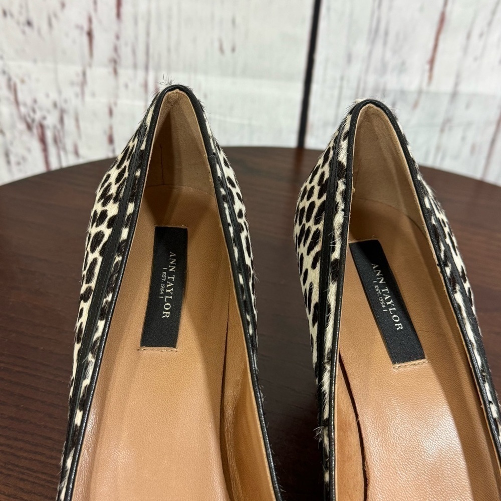 Ann Taylor leopard print Calf Hair, Calf Leather 3” heeled almond toe pumps 7.5 - Picture 9 of 14